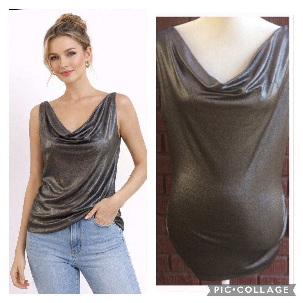 Willi Smith gray shimmer  top